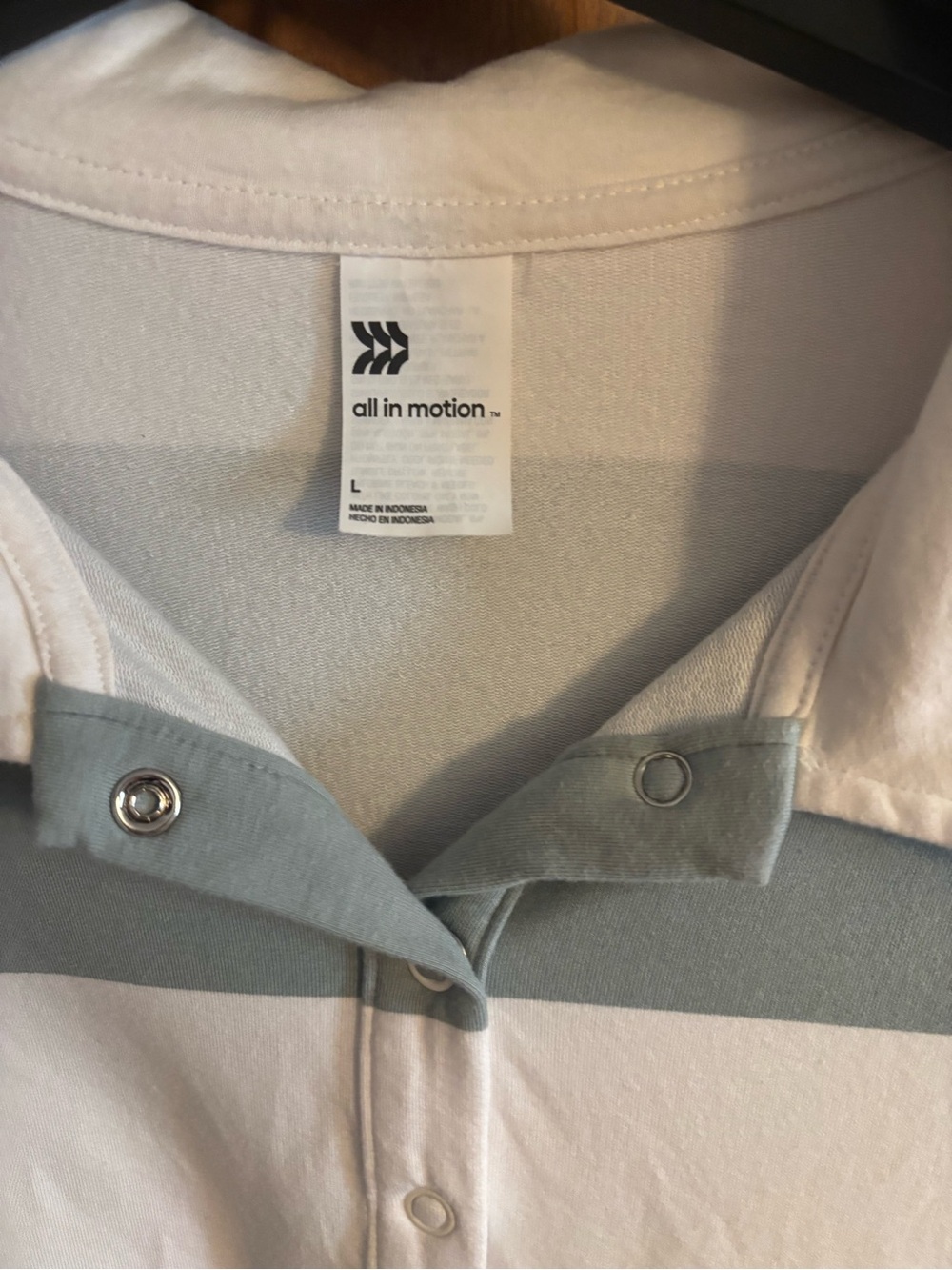 All in Motion Striped Rugby Polo - White & Sage - Picture 3 of 4